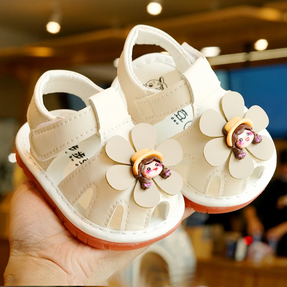 婴儿学步鞋夏季凉鞋初学者婴幼儿1-3岁女宝宝鞋子软底防滑叫叫鞋