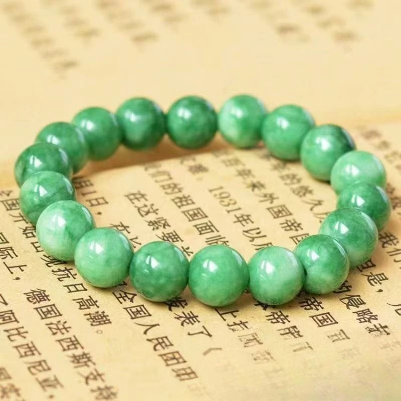 翡翠A121  菠菜绿手串 男女同款 时尚百搭镶嵌气质