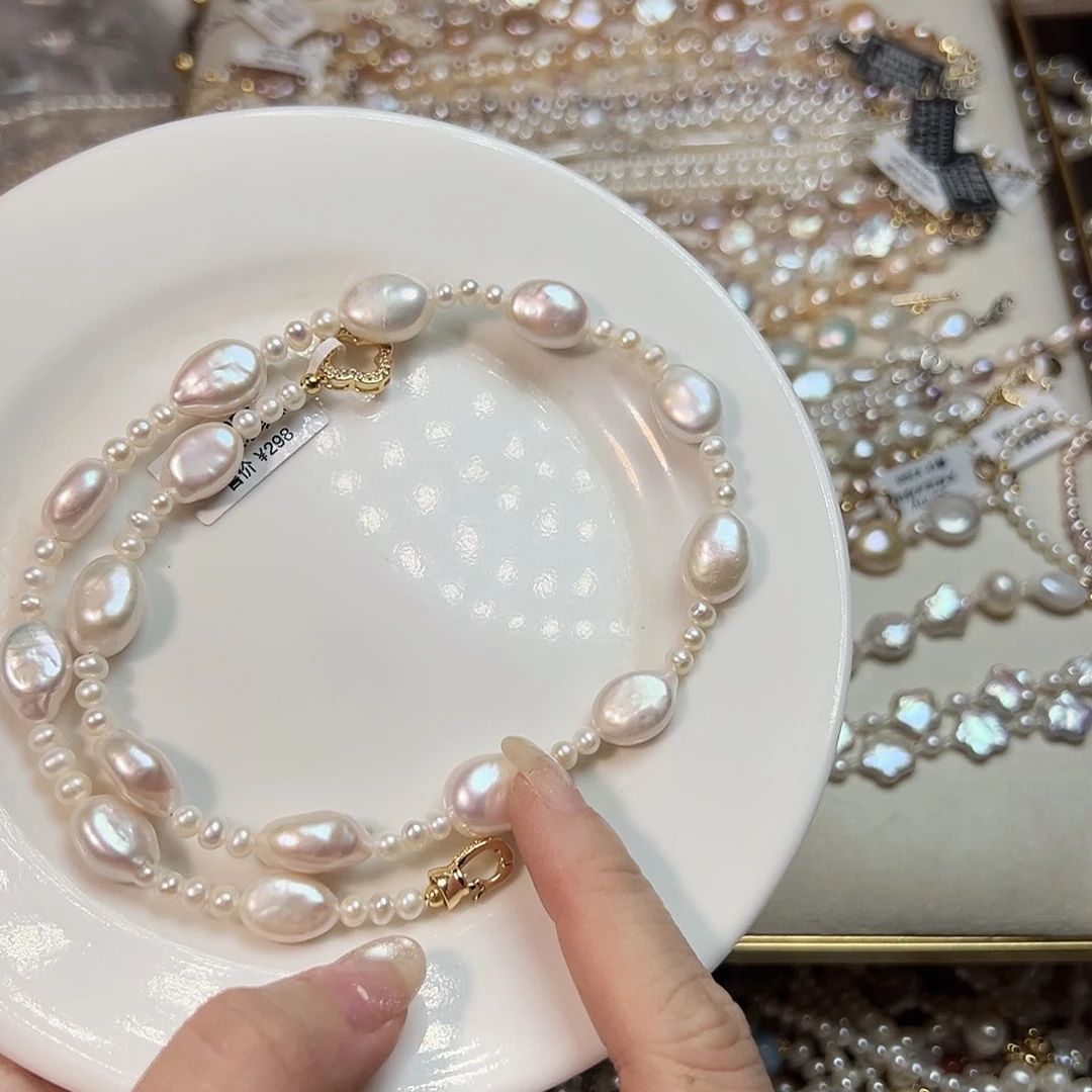 发***在银S925镶嵌淡水珍珠天然淡水珍珠设计款