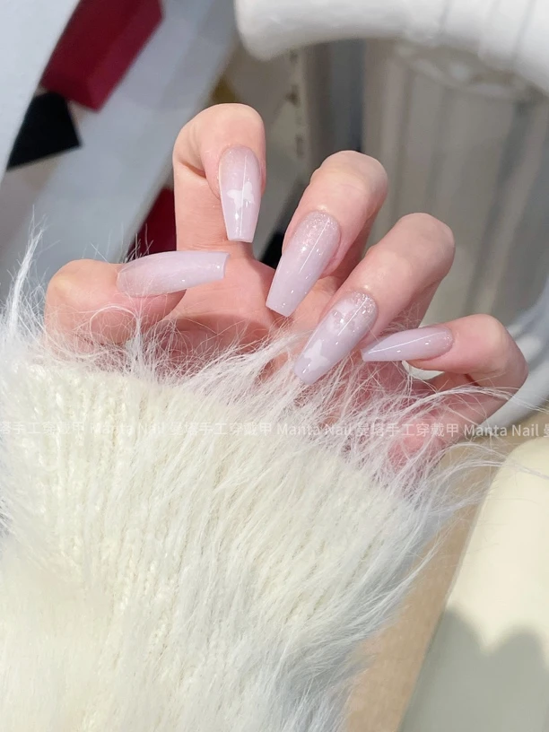 【售完不补】翩翩｜东洲钻纯手工紫色穿戴甲细闪镂空蝴蝶简约夏日