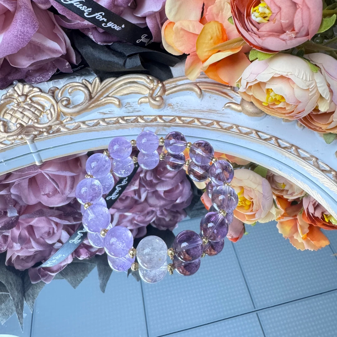 非金属玻璃手链 【紫辰引】薰衣草紫水紫塔珠珠手工清新手链手串