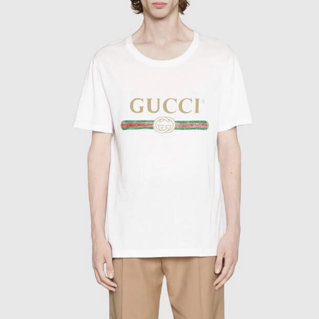 95新 GUCCI/古驰 010557 字母logo印花短袖T恤 S码