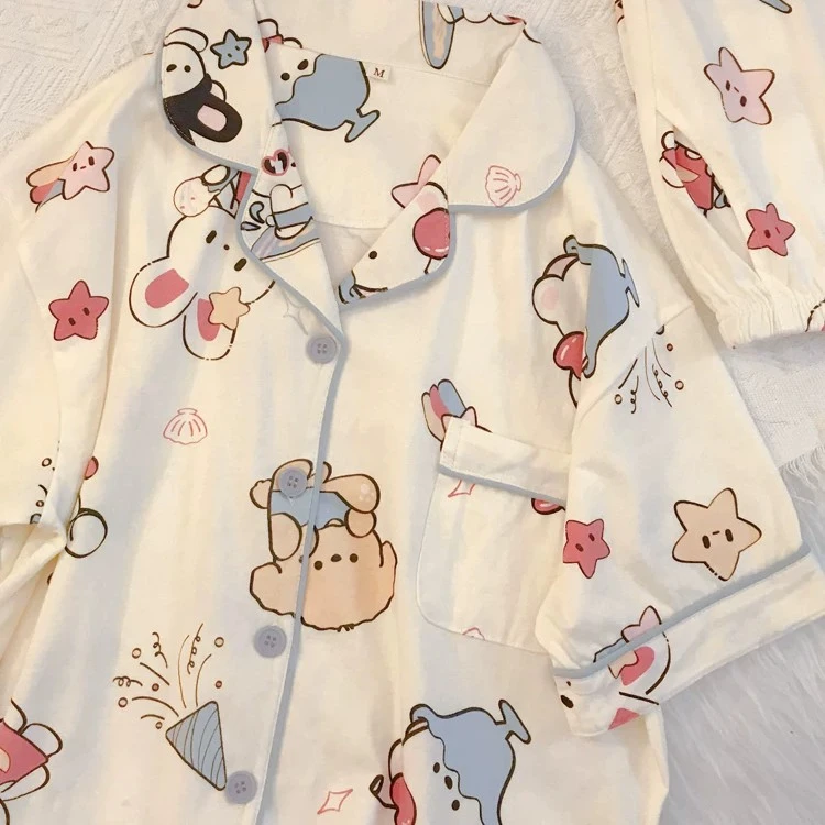 夏季女款短袖纯棉睡衣可外穿透气韩版学生家居服