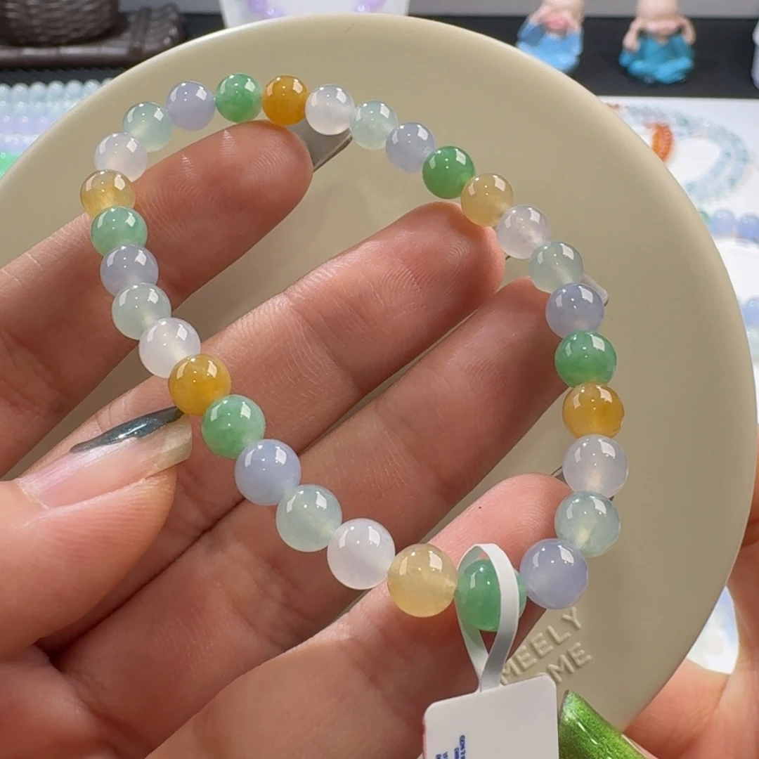 翡翠手链未镶嵌多宝手串卡6 福利！