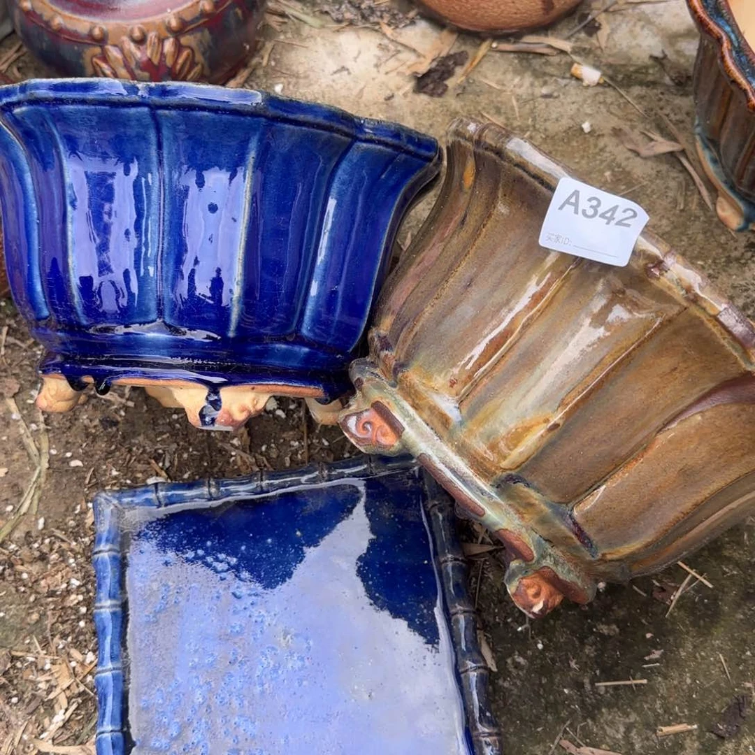 紫砂花盆朱**意342瑕疵品