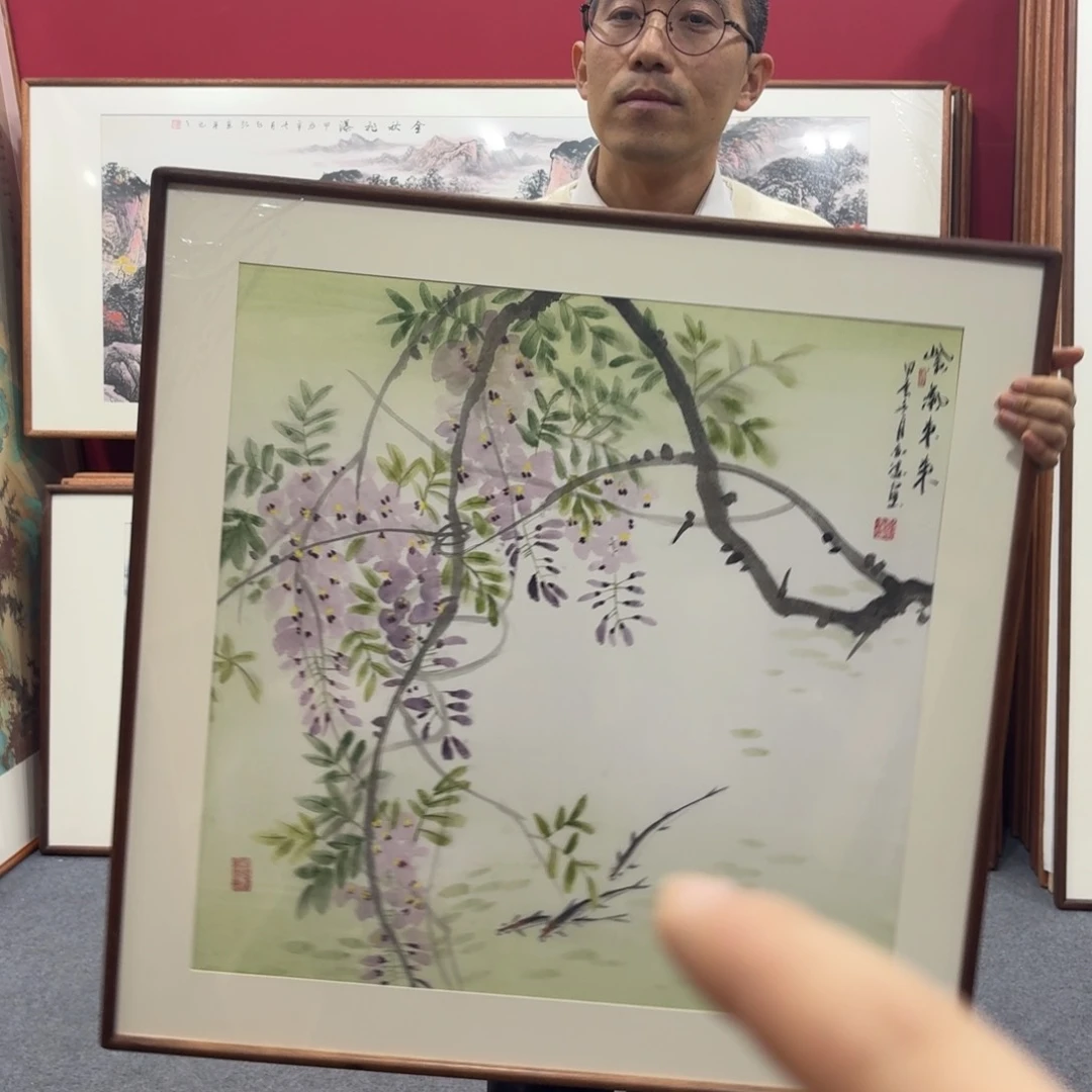 国画带框绘画80/80尺寸