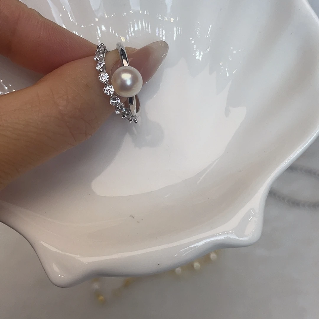 海水珍珠银S925镶嵌戒指