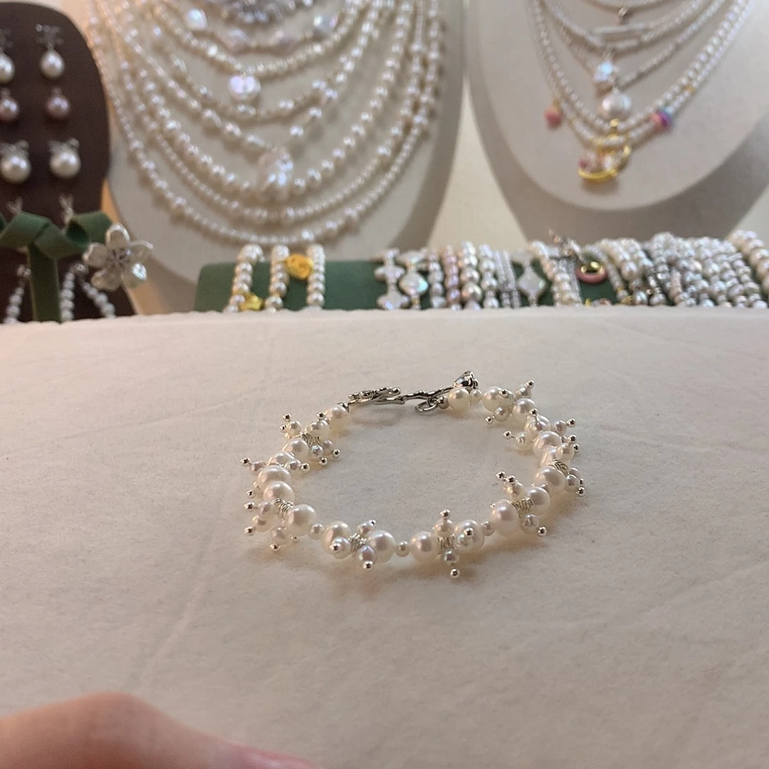 淡水珍珠手绳银S925镶嵌