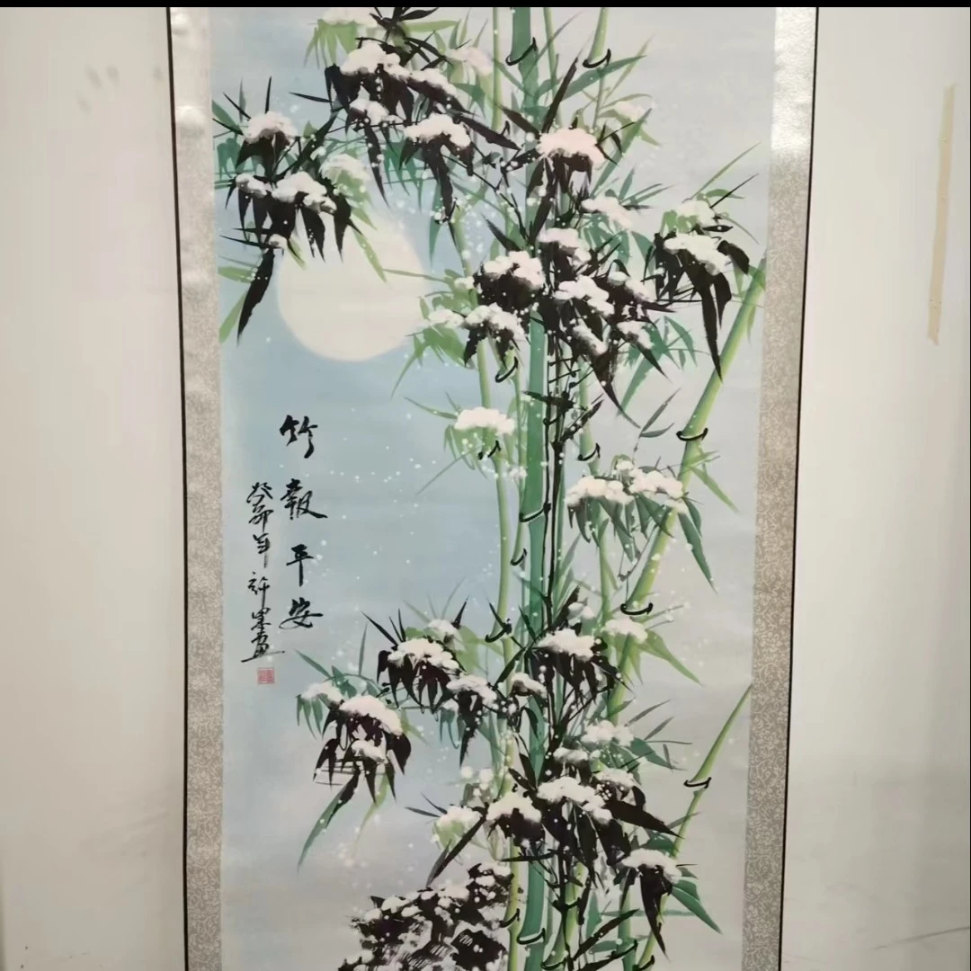 四尺《墨竹》竖幅-玄关书房茶室花鸟挂画