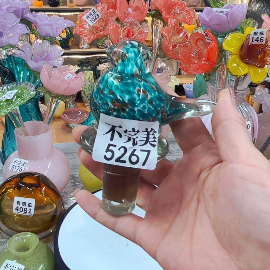 5267鸟瓶塞  家悦琉璃工艺品不完美