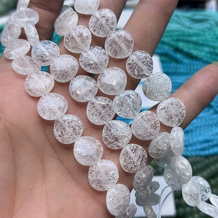 玛瑙/玉髓未镶嵌珠宝半成品T116  13m天然阿塞白水晶一条