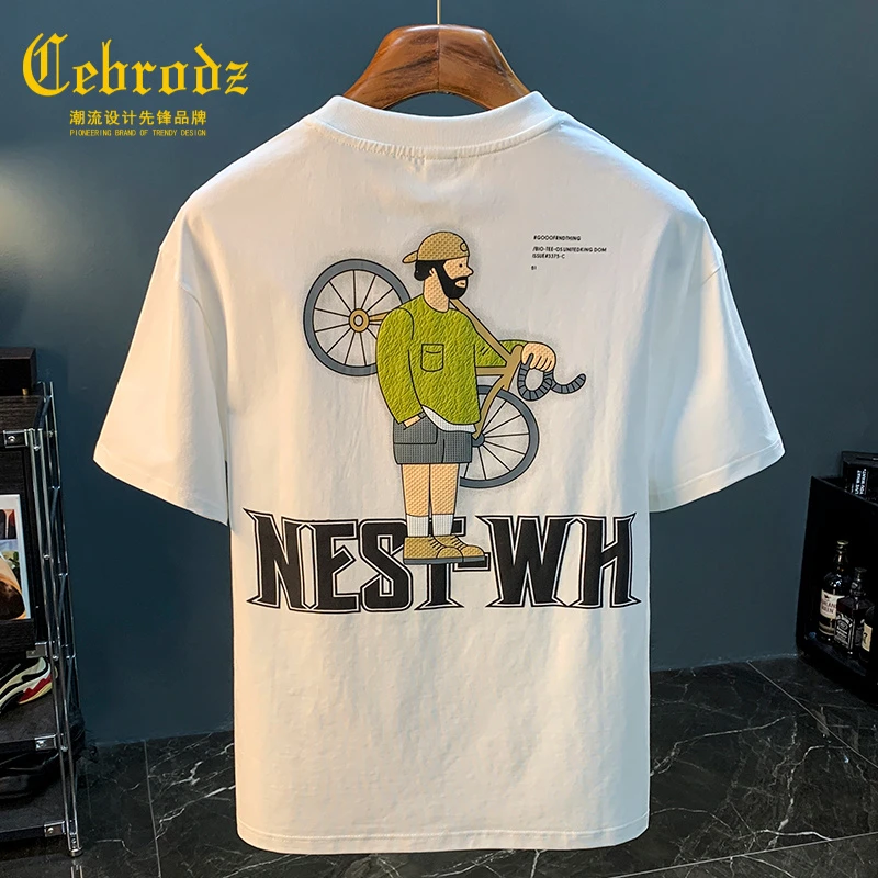 法国Cebrodz夏季薄款T恤男2025宽松刺绣印花短袖上衣百搭男士衣服
