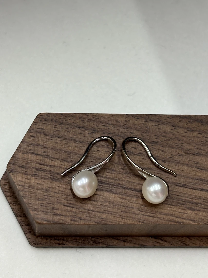 1038天然珍珠高跟鞋耳钩{6-7}