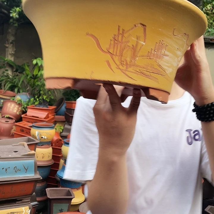 宜兴紫砂花盆33黄票口