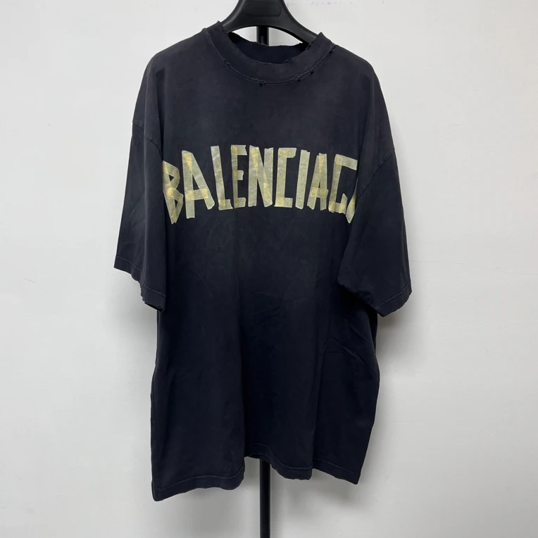未使用 Balenciaga/巴黎世家 印花平纹针织圆领宽松短袖 03317