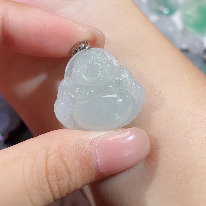 颈饰银S925镶嵌翡翠佛公
