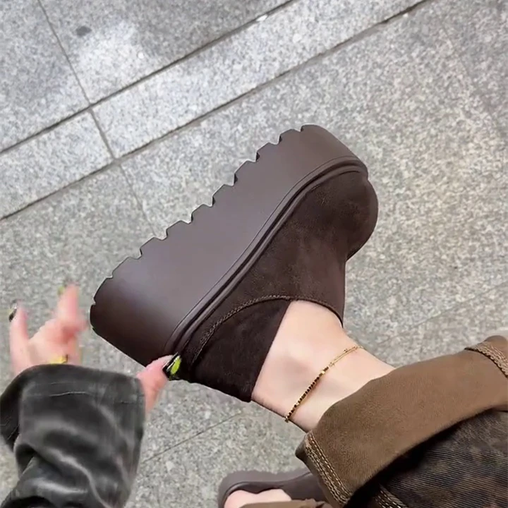 勃肯鞋女春秋外穿2025年新款百搭网红复古松糕鞋一脚蹬增高单鞋子