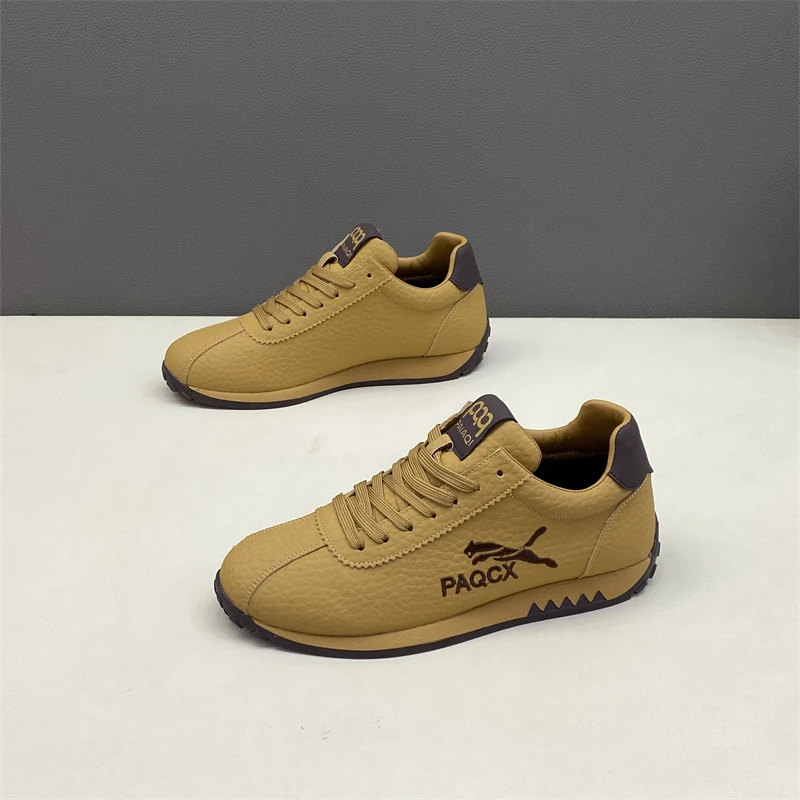 男鞋2025秋冬男士休闲鞋透气皮面男鞋软底软面潮流百搭低帮运动鞋