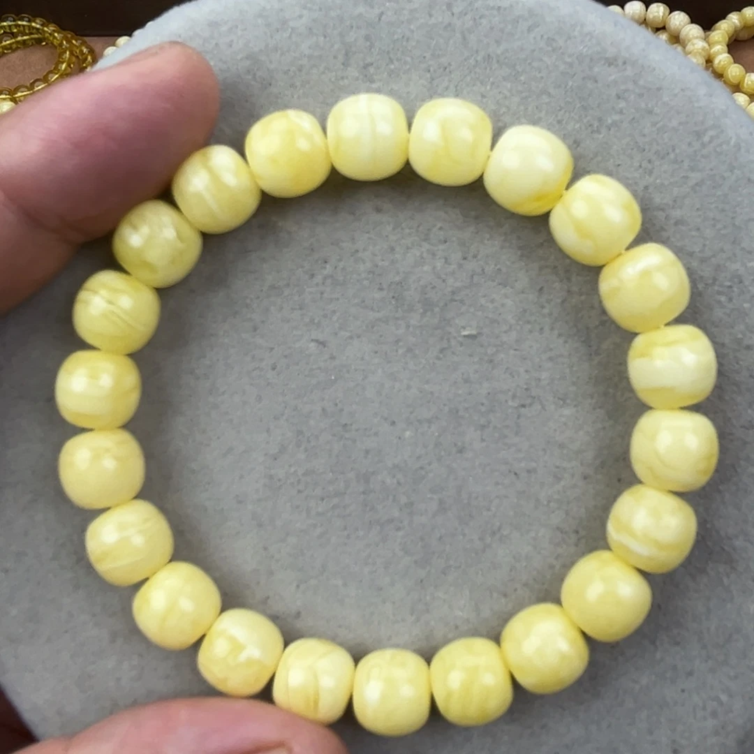 Q***I蜜蜡未镶嵌手串纯天然俄料白蜡金纹虎皮10*9.5
