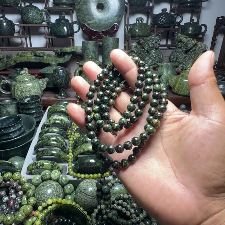 未镶嵌蛇纹石玉手串108颗洮**缘