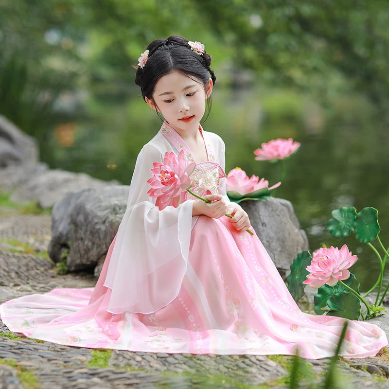 儿童汉服连衣裙两个色库存默认瑕疵不退换