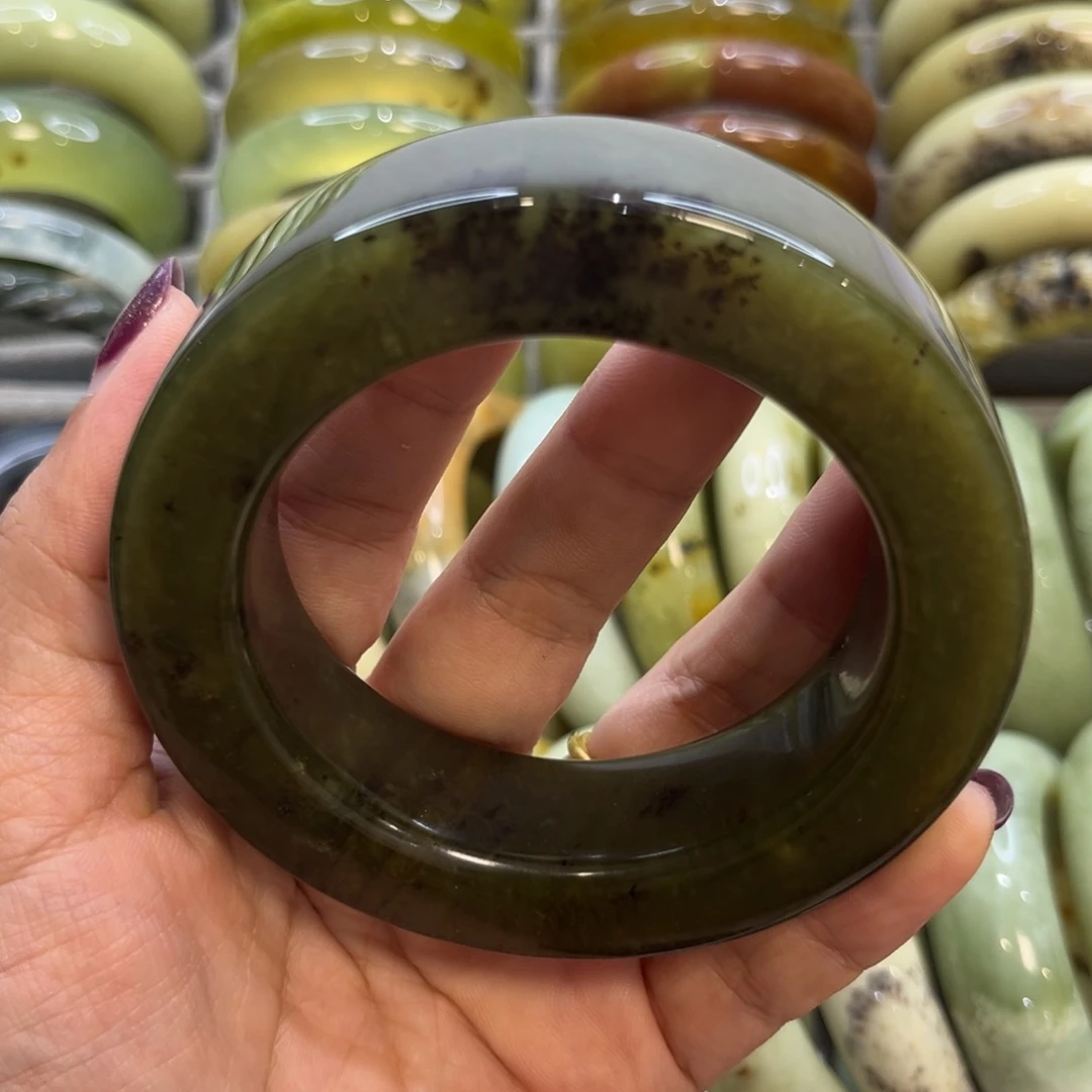 未镶嵌蛇纹石玉手镯10号60