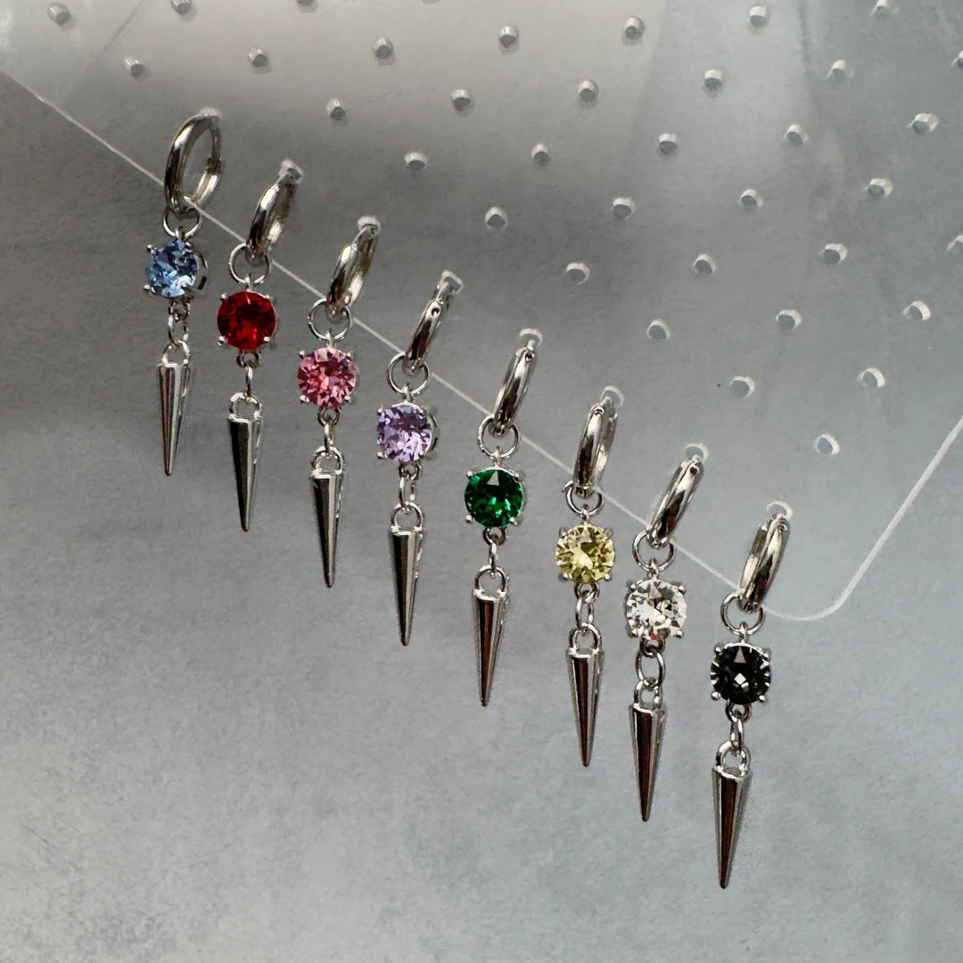 合金耳饰 华子爆闪彩色恶魔耳钉穿刺耳扣耳坠耳环尖锥耳饰个性