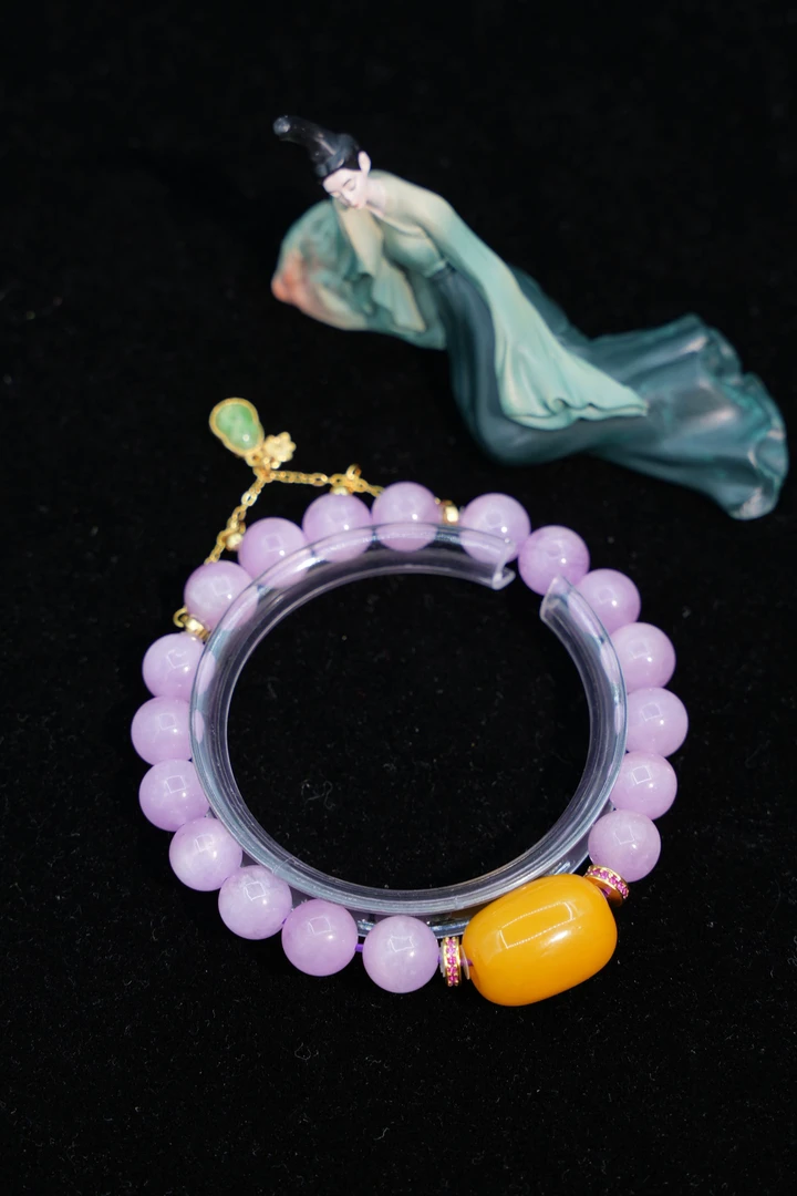 紫锂辉DIY帝王黄蜜蜡枣珠手串-JSJ12256015多样性发一件
