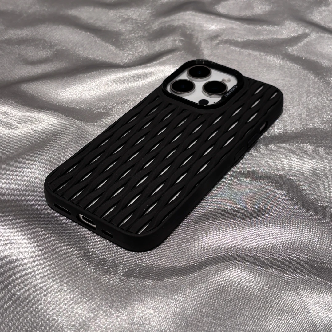 飞虎胜高级黑适用苹果16手机壳格栅散热iPhone15全包14/13透气12