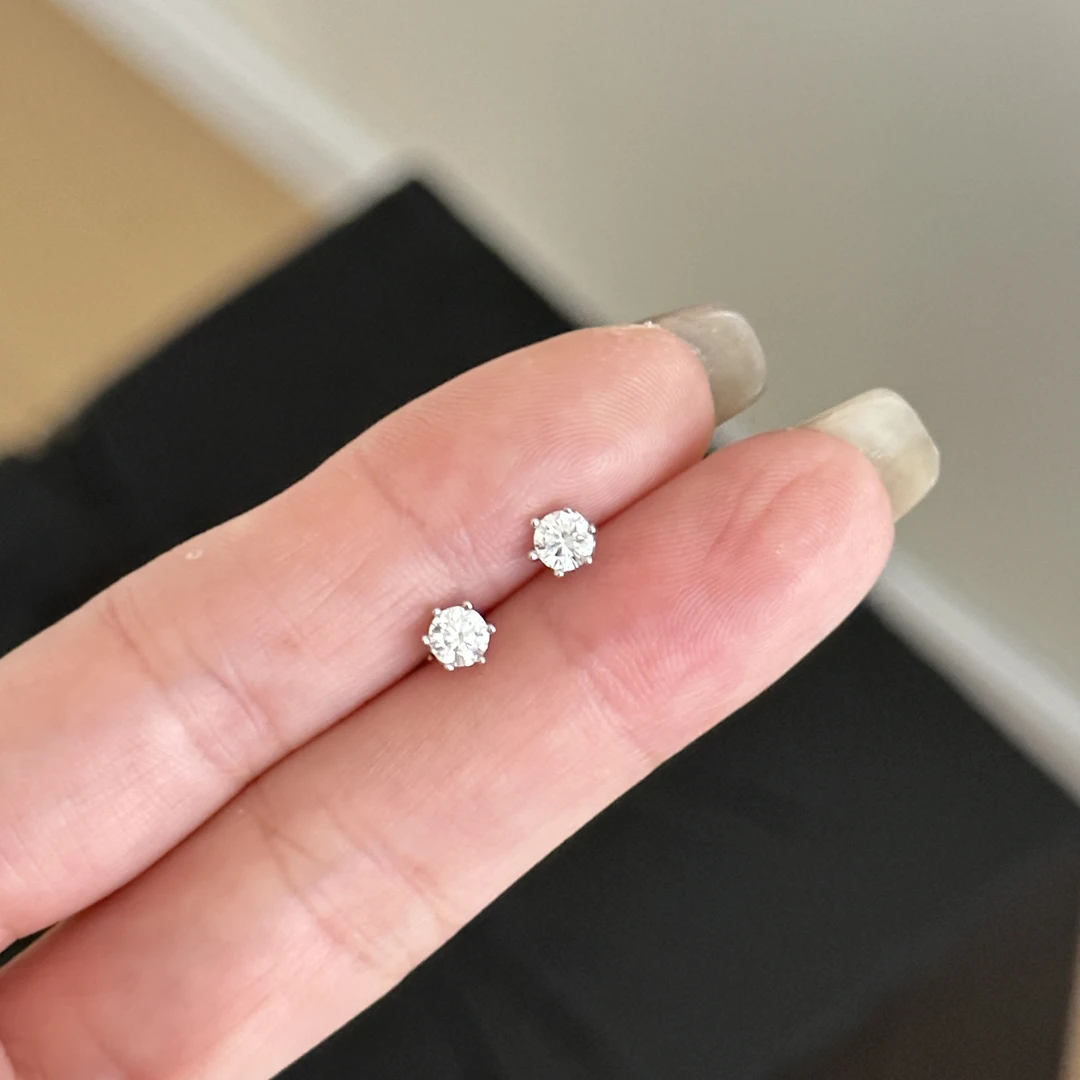 925银莫桑石耳饰 MISS JOJO原创百搭气质女莫桑石螺纹耳钉 3842