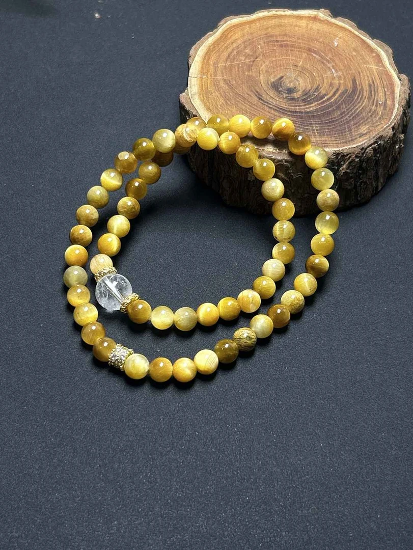 1685-天然金虎眼双圈手串6MM（拍一发一 多样性发货）