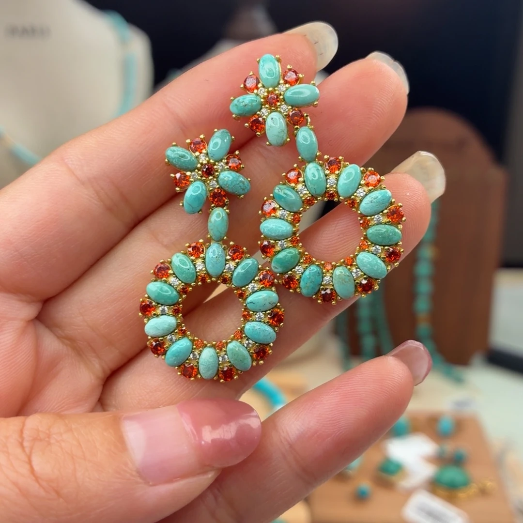 绿松石合金耳饰耳环