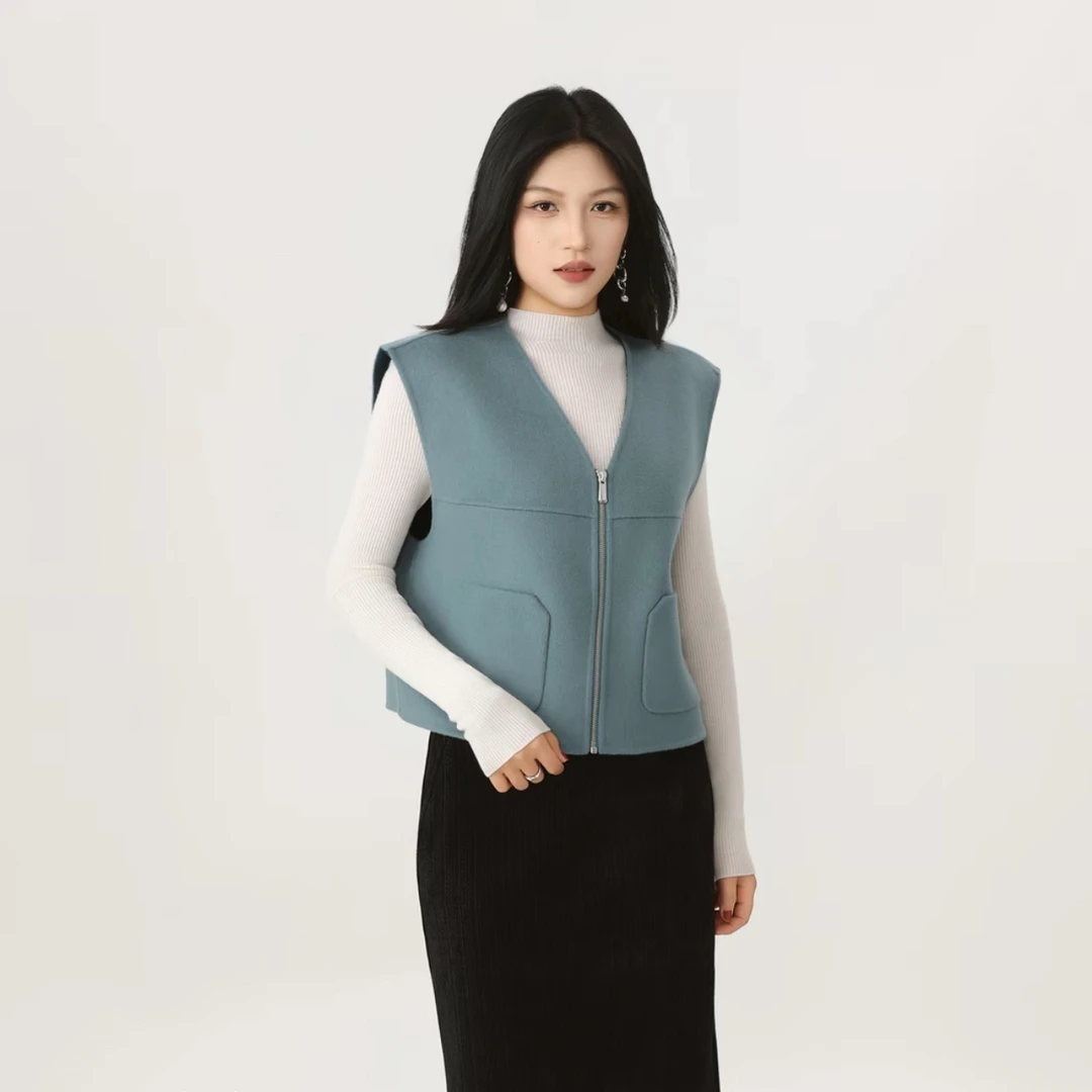 阿玛施【官方正品】绵羊毛早秋松弛感小飞飞袖外搭时尚马甲540066