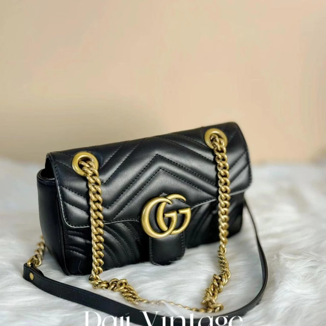 95新 GUCCI/古驰 大吉中古/Gucci黑金马蒙22单肩包