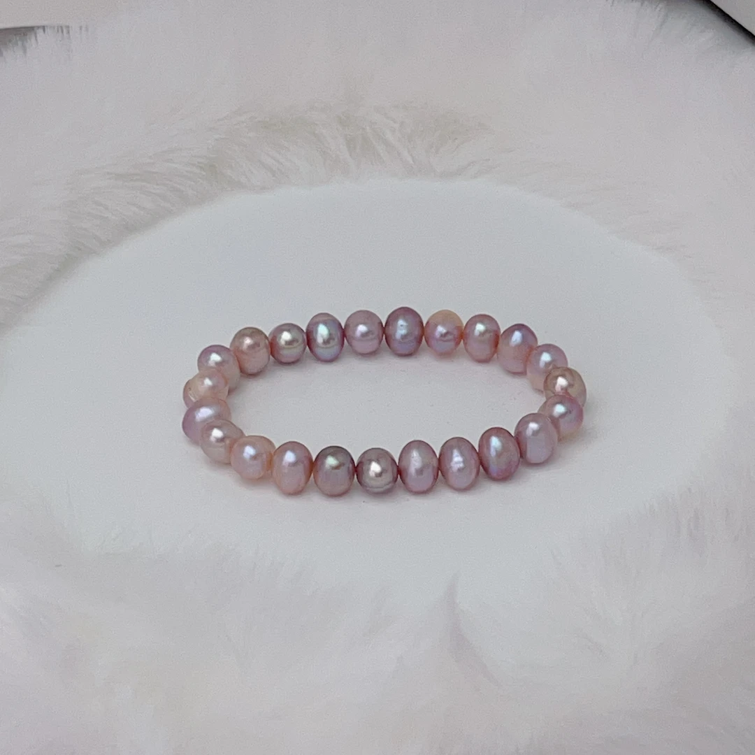 【紫月流光】8-9mm淡水无核珍珠手链紫色轻奢气质百搭时尚 DSL00692