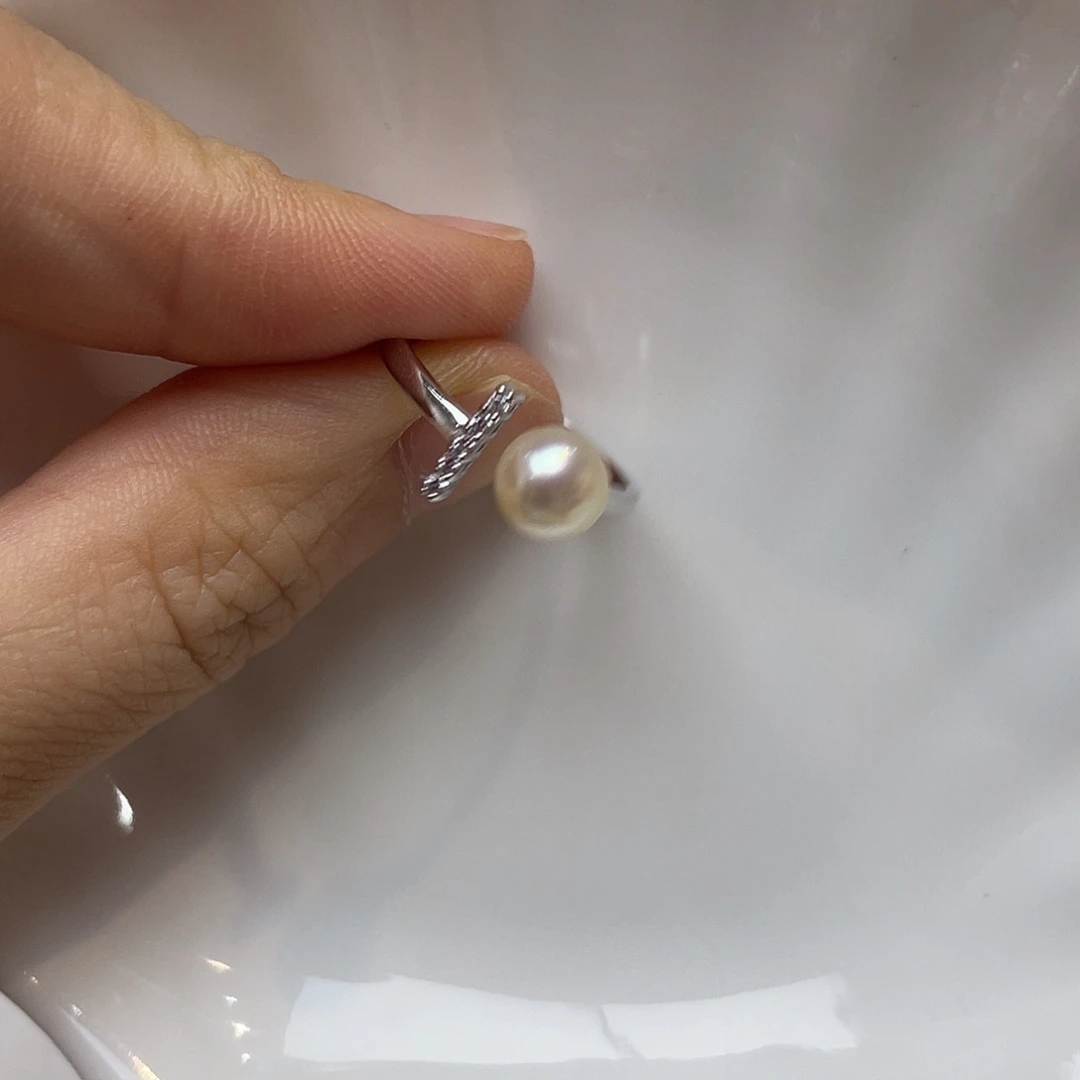 戒指海水珍珠银S925镶嵌