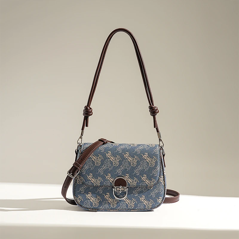 【设计师款】真皮老花水桶包包女款爆款2025新款百搭单肩斜挎包