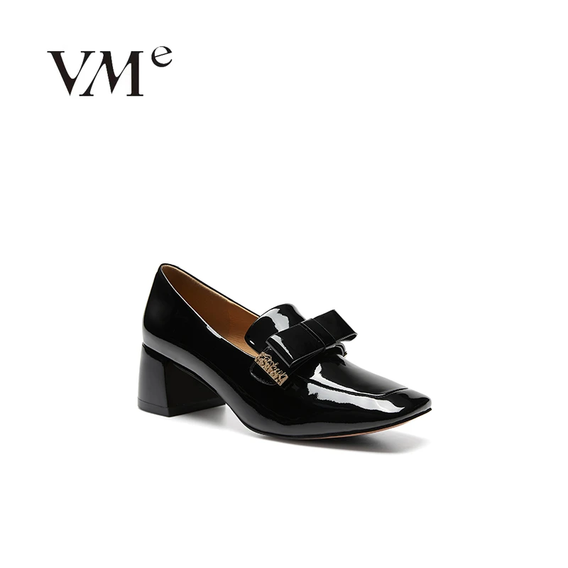VME/舞魅百搭气质时尚高跟漆皮方头通勤粗跟乐福鞋【VS23C7067】