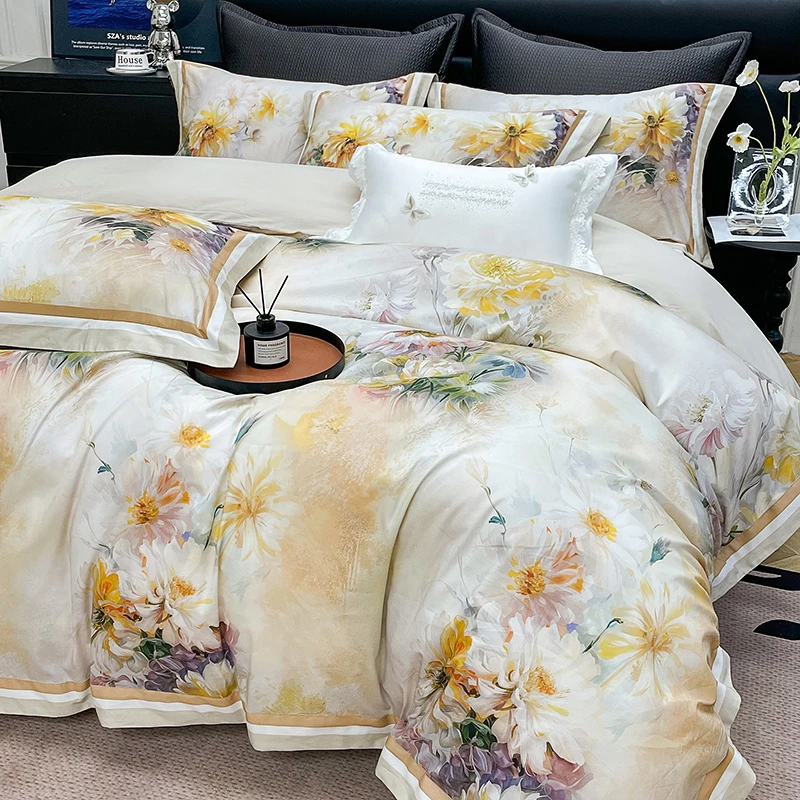 【董事长专属】全棉100超细旦埃及长绒棉数码印花四件套N-花-影