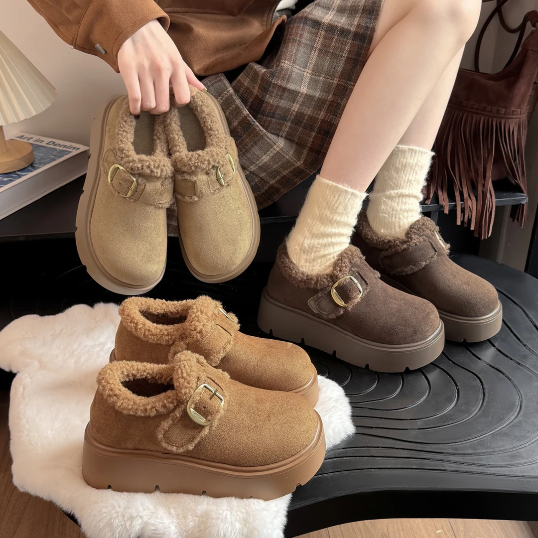 5厘米厚底【爆款勃肯鞋】2025年阔腿裤必备加绒保暖秋冬女鞋子棉鞋