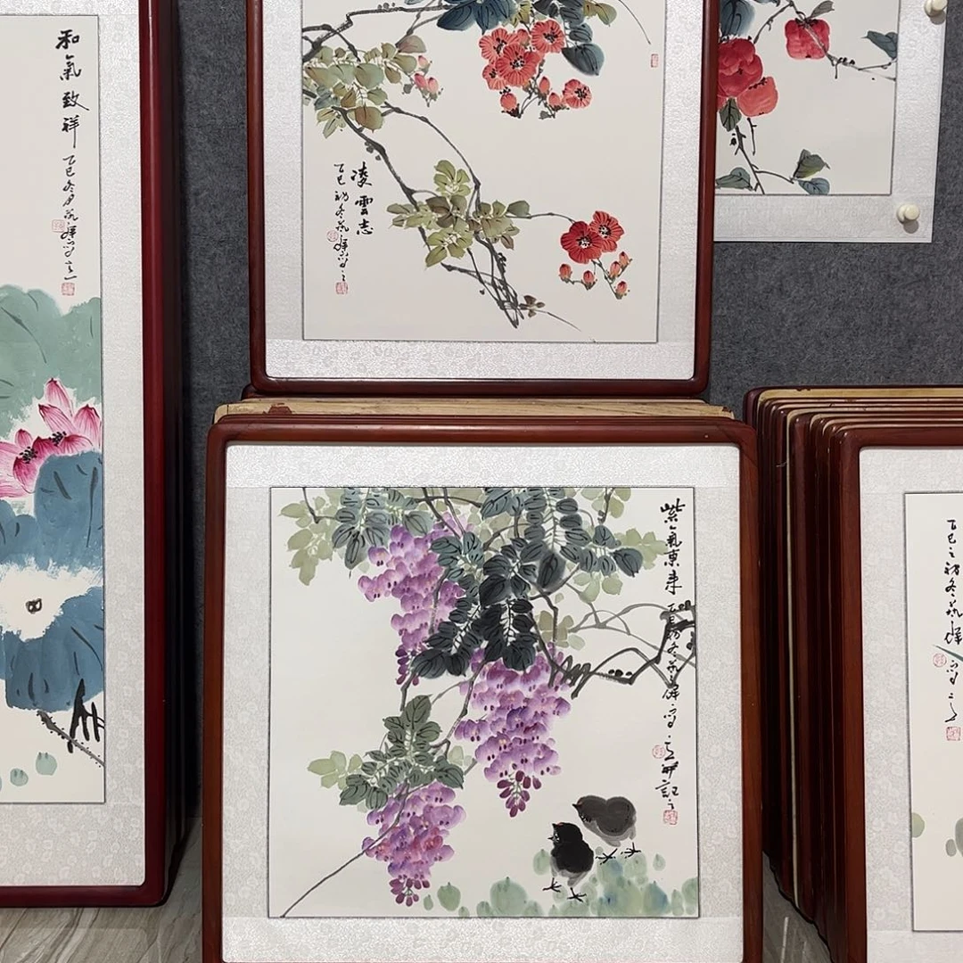 国画书画作品带框63×63