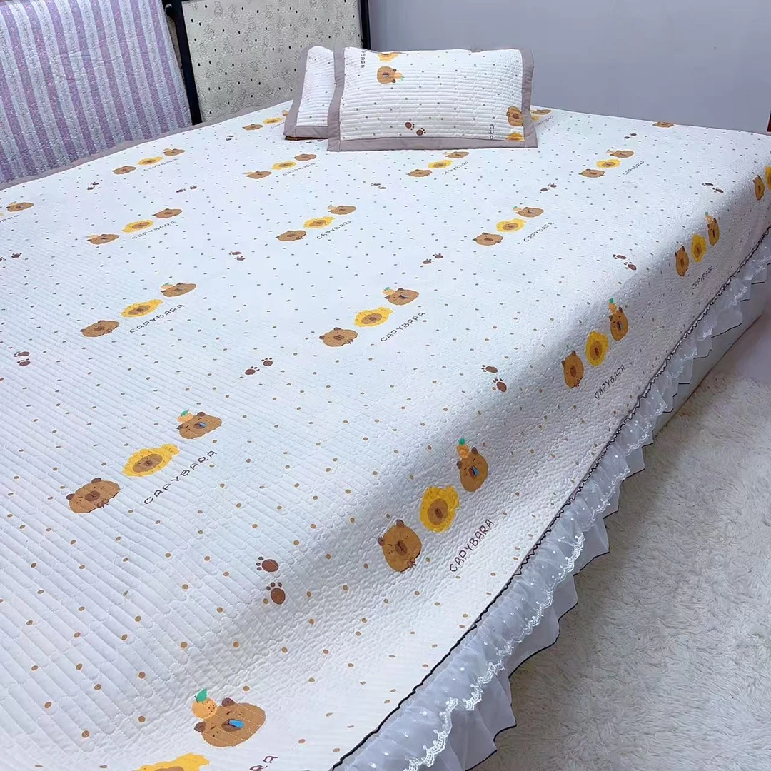 四季2025新款简约花边双面床裙大床加大加厚榻榻米床单炕盖床盖