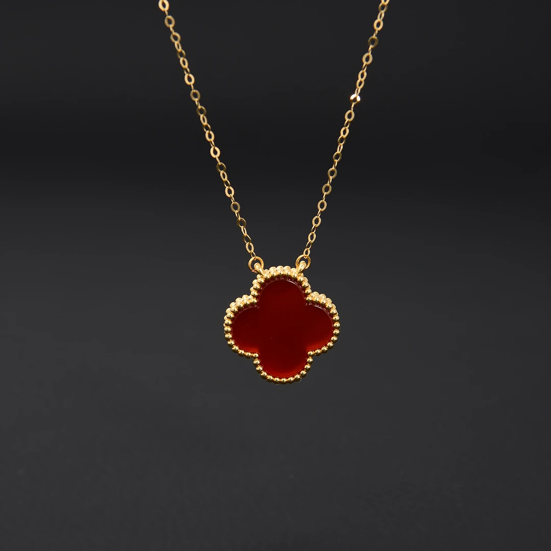 【婷婷专属】18K金红玛瑙15mm套链四叶红色气质百搭时尚轻奢经典