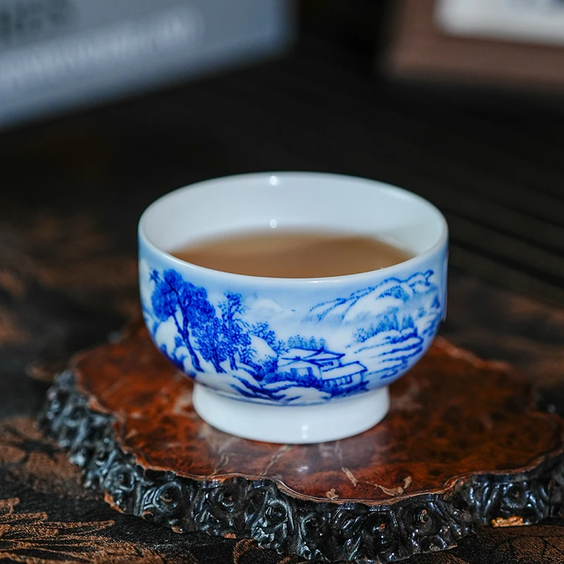 【墨舍名窑】九段妙手青花雪景小单杯（jd2）