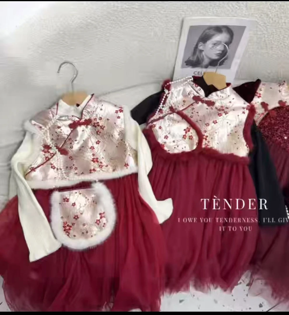 F180新年儿童两件套连衣裙8152