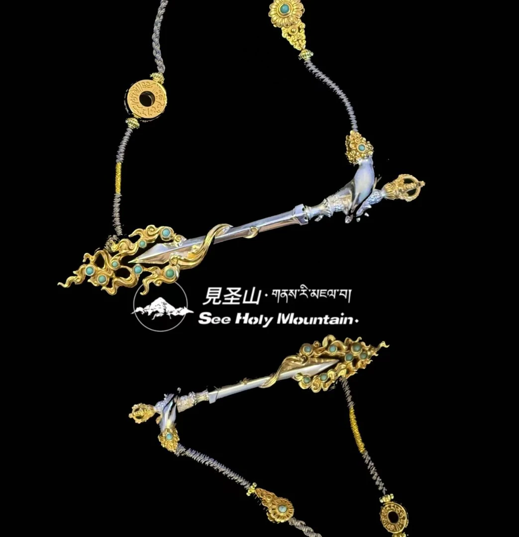 925银银制品 6.8cm文殊菩萨智慧剑设计师925白金色吊坠男女适合