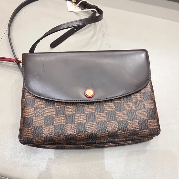95新 LouisVuitton/路易威登 棕棋盘格双层斜挎包