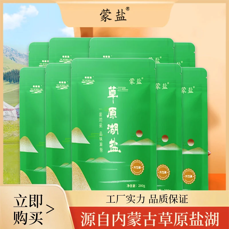 蒙盐内蒙古草原食用湖盐假期团聚家用厨房调味品绿拍袋5袋发9袋