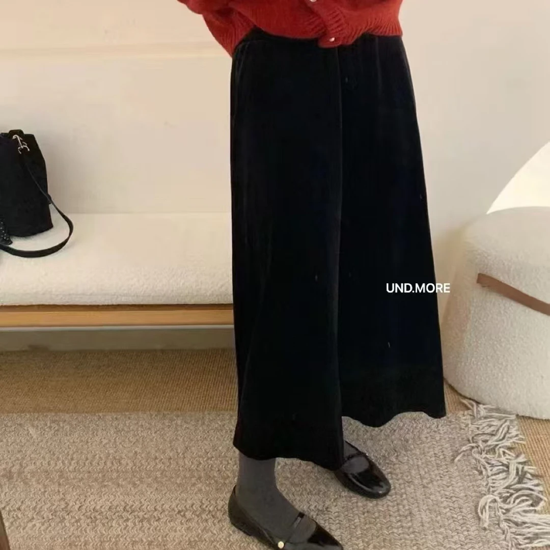 UND#K107冬季福利高品质羊绒加绒A版半身长裙，裙长：86cm