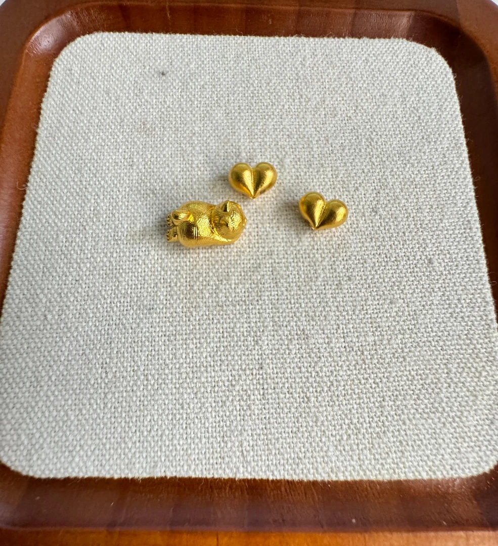 足金999 趴趴猫爱心中串